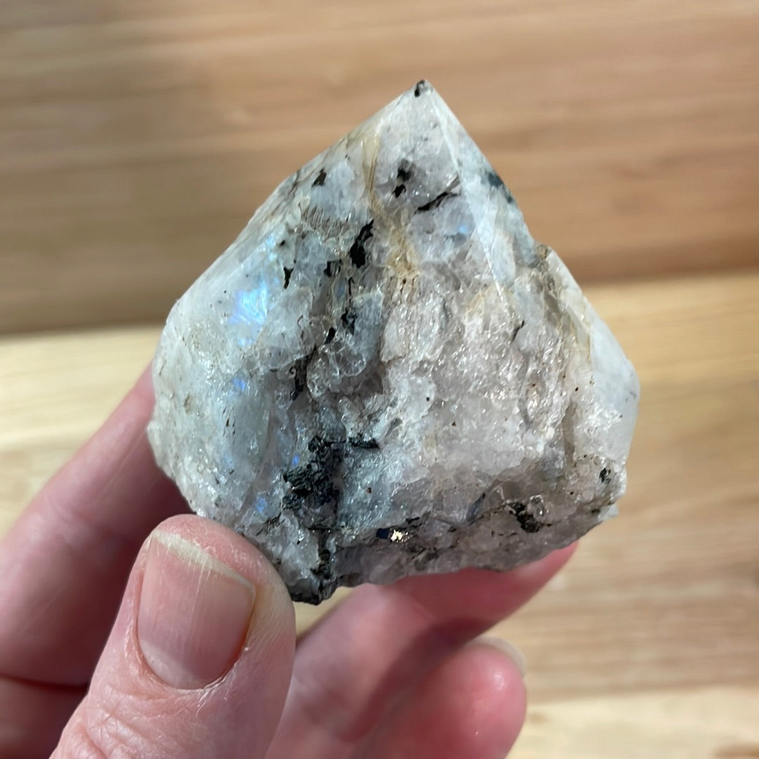 Rainbow Moonstone Raw with Cut and Polished Point