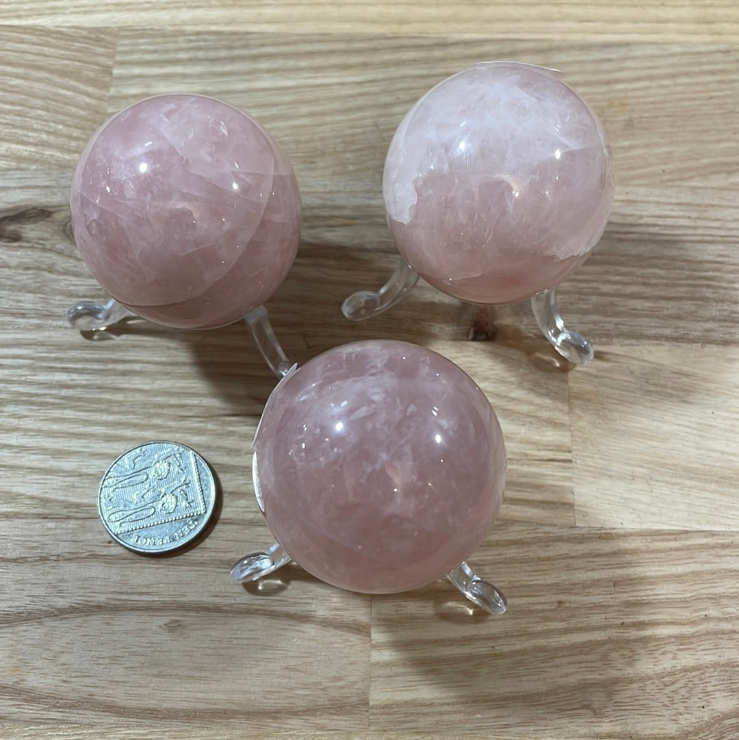 Rose Quartz Sphere 40mm and 50mm A Grade