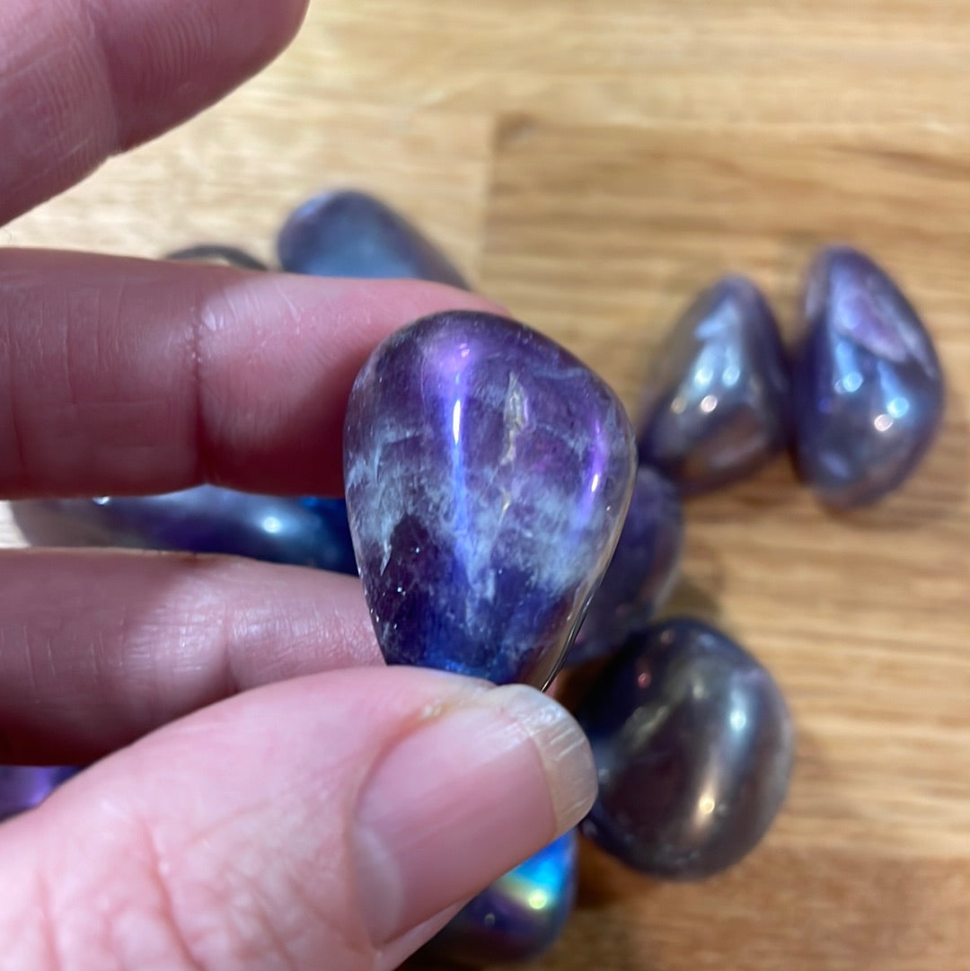 Aura Chevron Amethyst Tumblestone