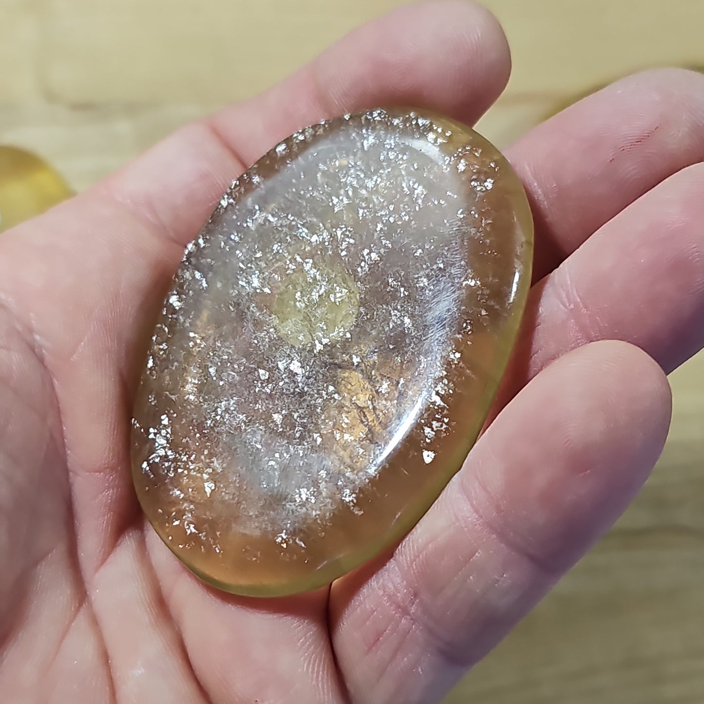 Yellow Fluorite Palmstone