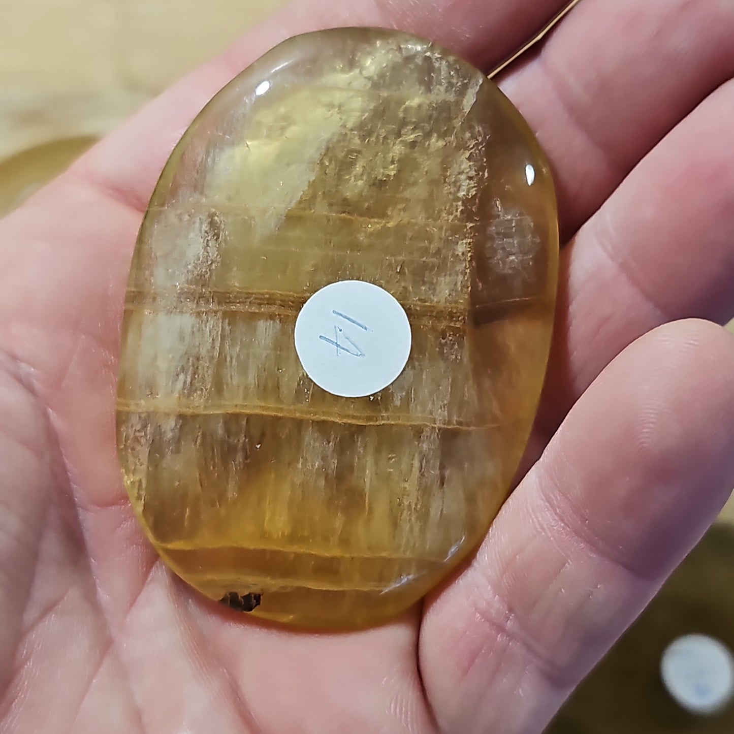 Yellow Fluorite Palmstone