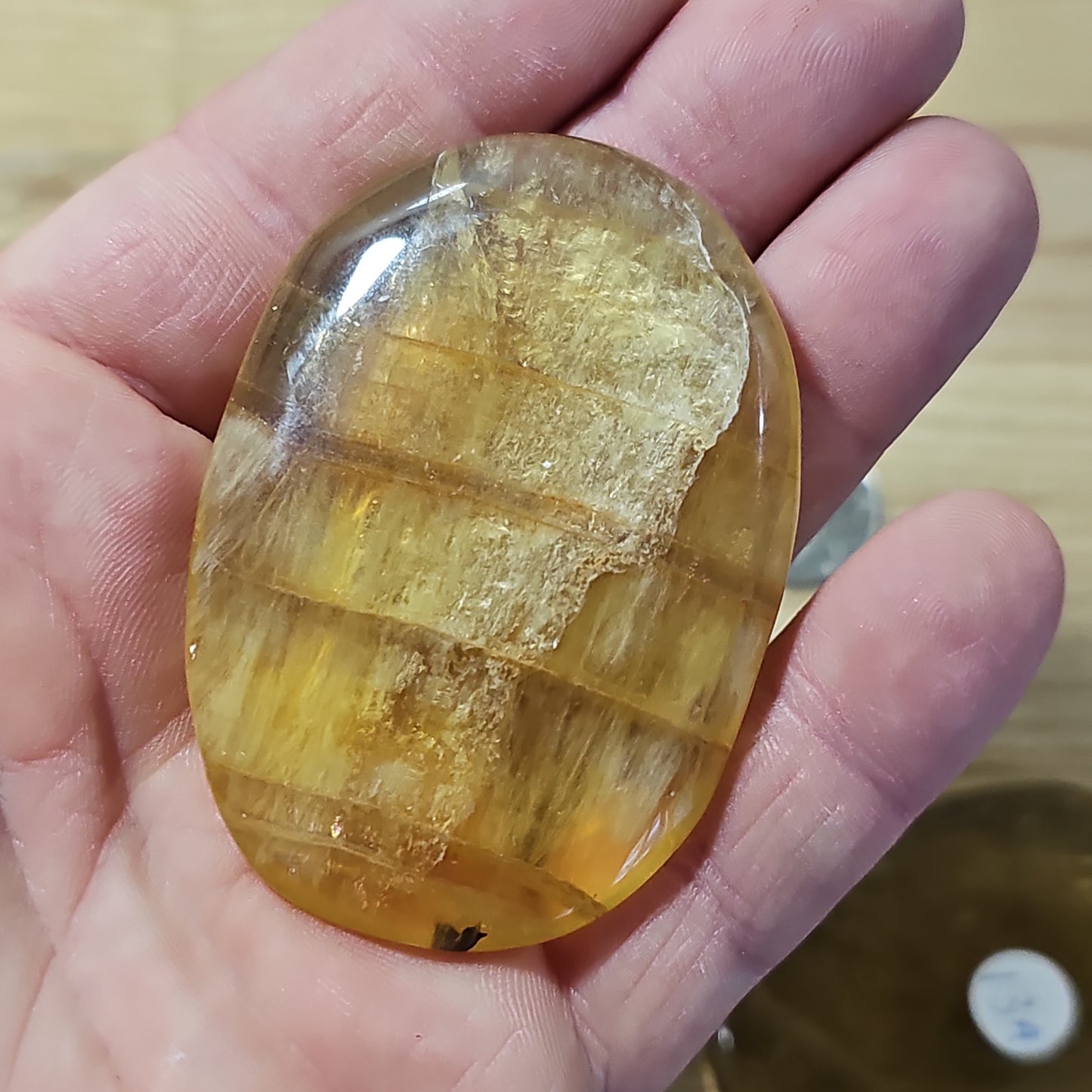 Yellow Fluorite Palmstone