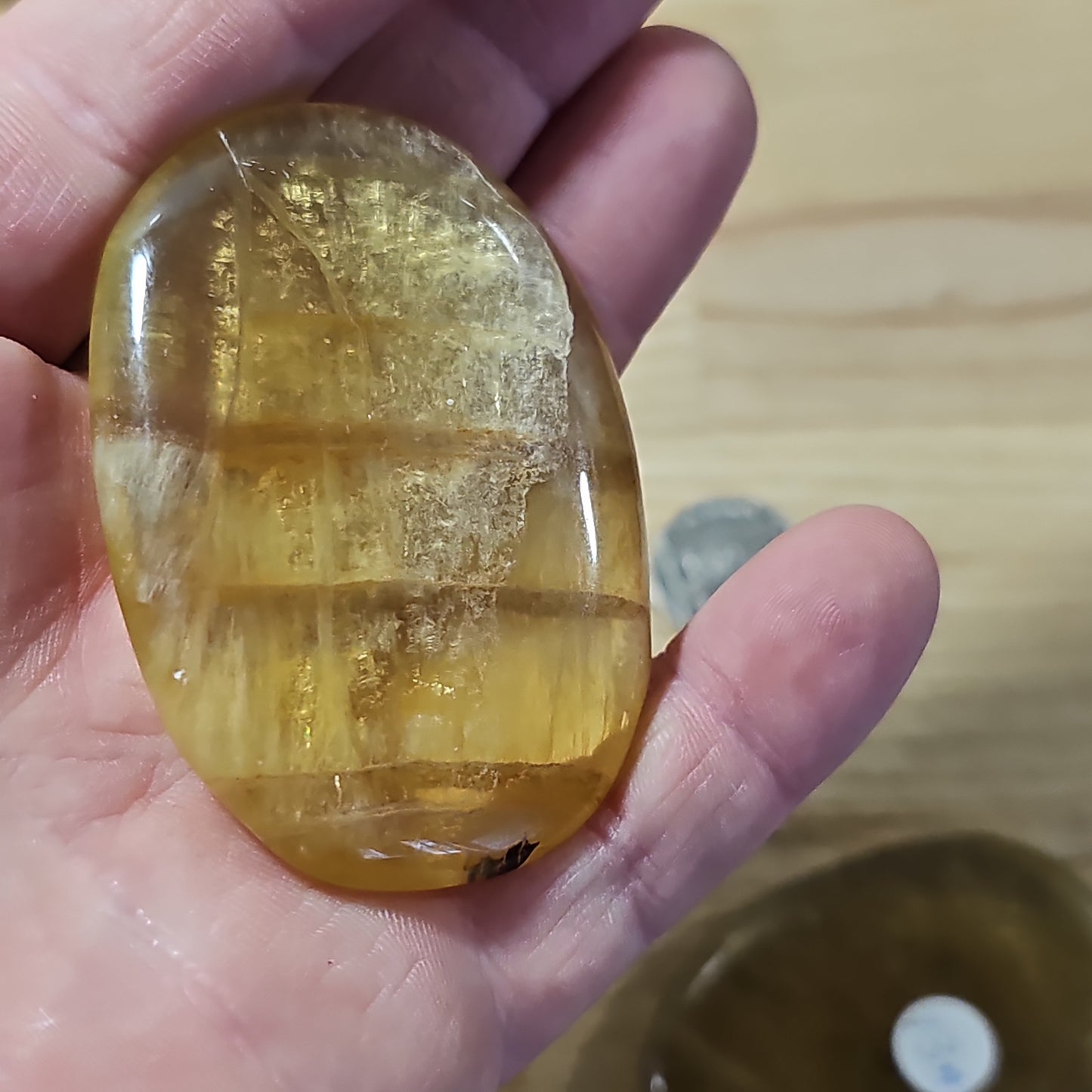 Yellow Fluorite Palmstone