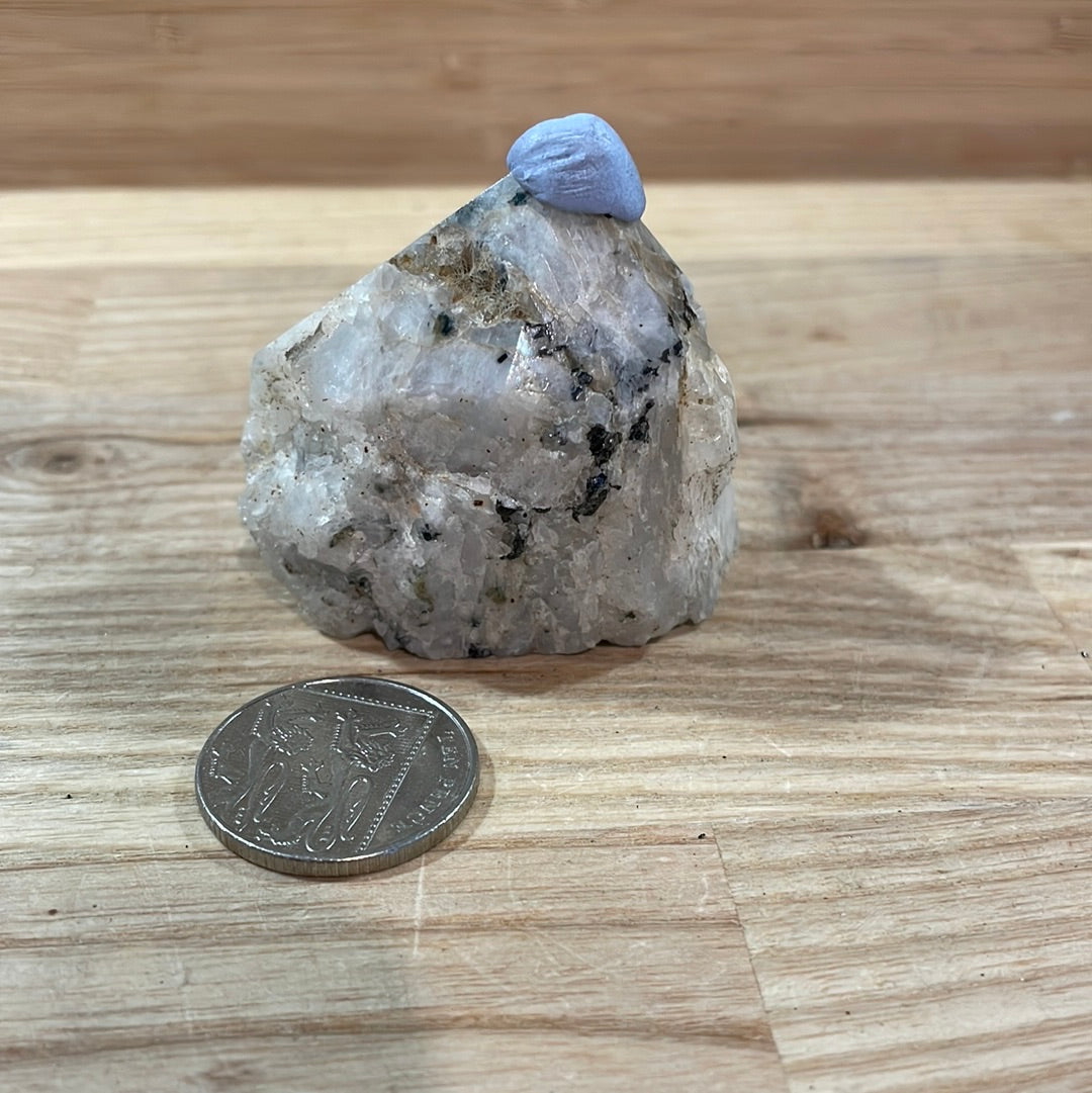 Rainbow Moonstone Raw with Cut and Polished Point