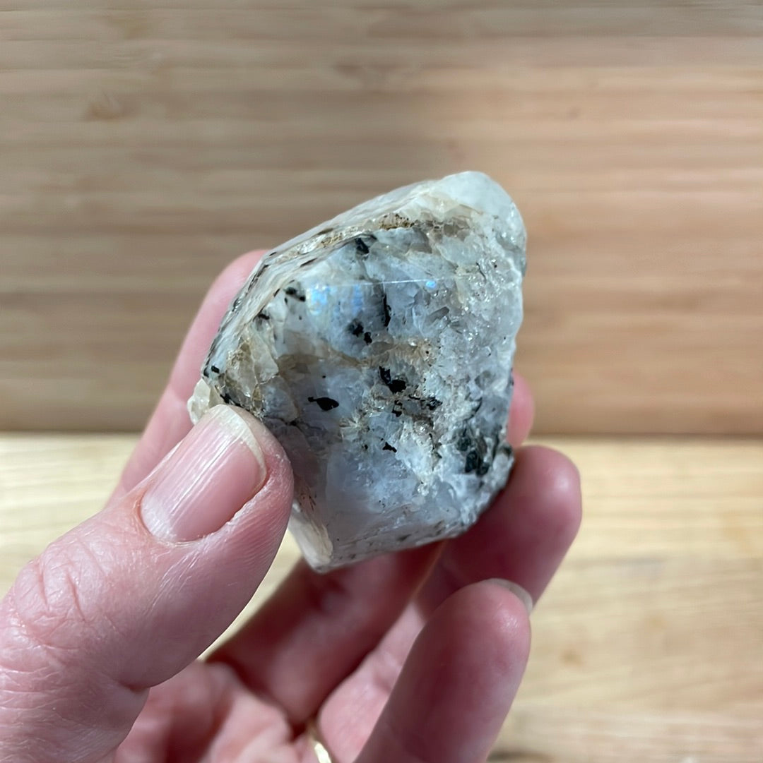 Rainbow Moonstone Raw with Cut and Polished Point