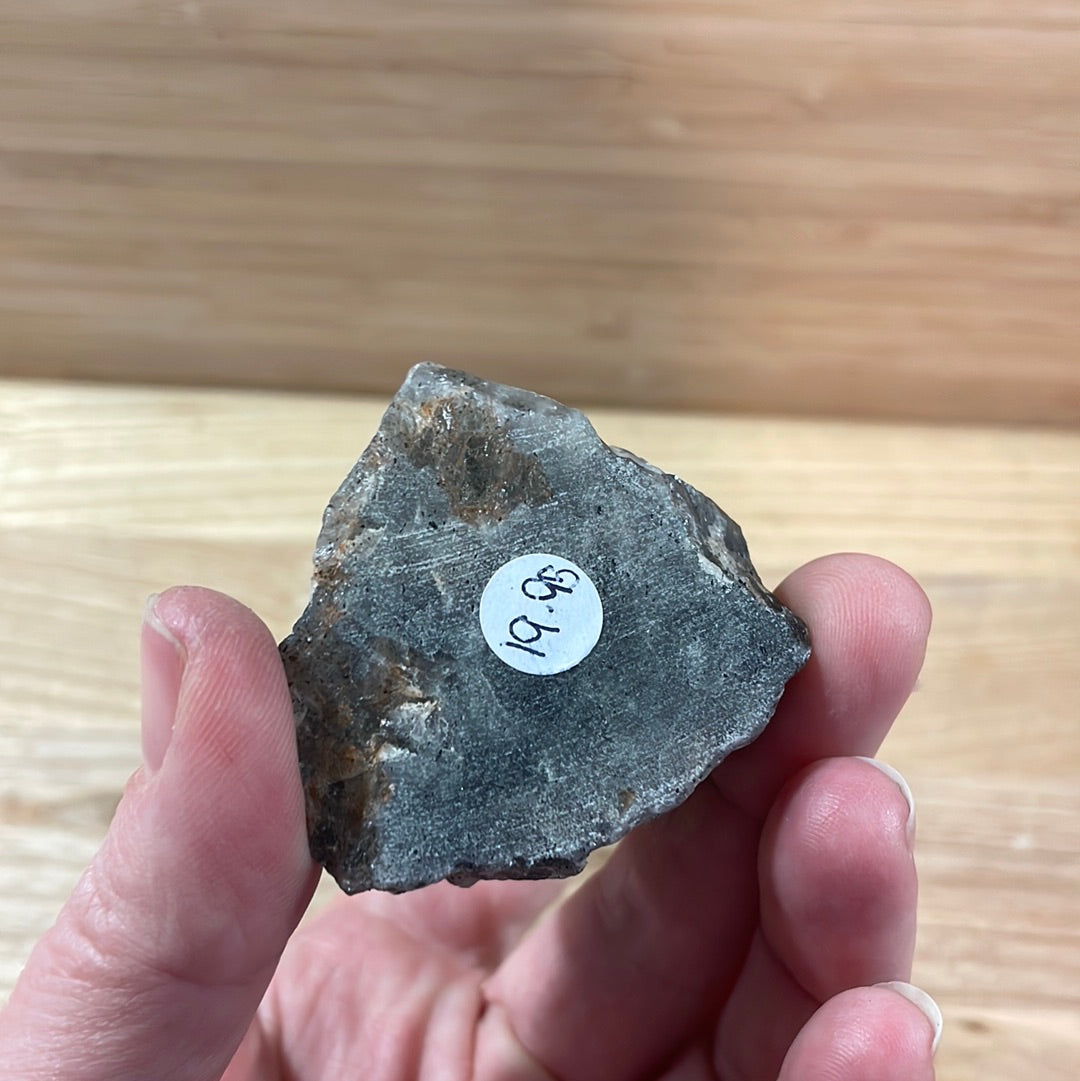 Tourmalinated Quartz Raw with cut and polished point