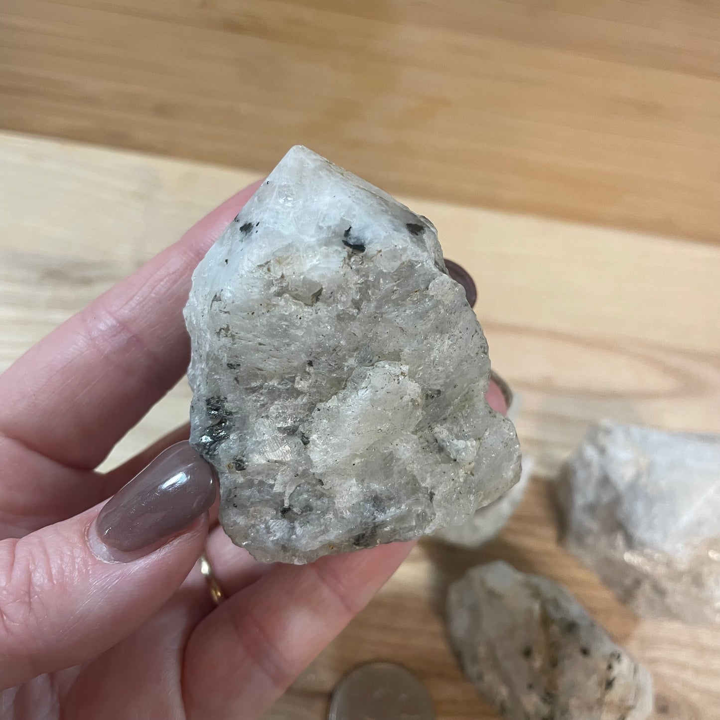 Rainbow Moonstone Raw with Cut and Polished Point