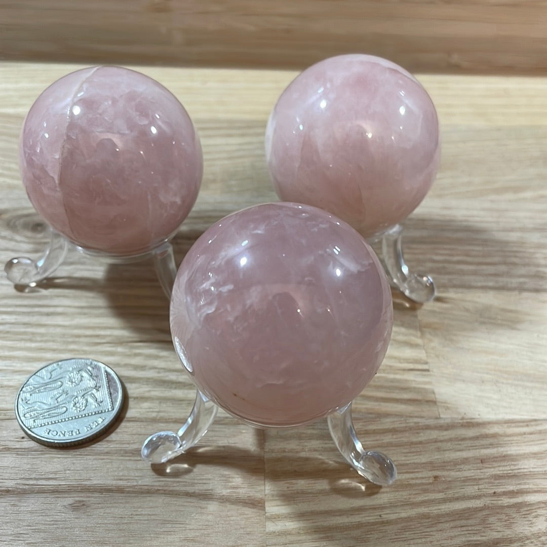 Rose Quartz Sphere 40mm and 50mm A Grade