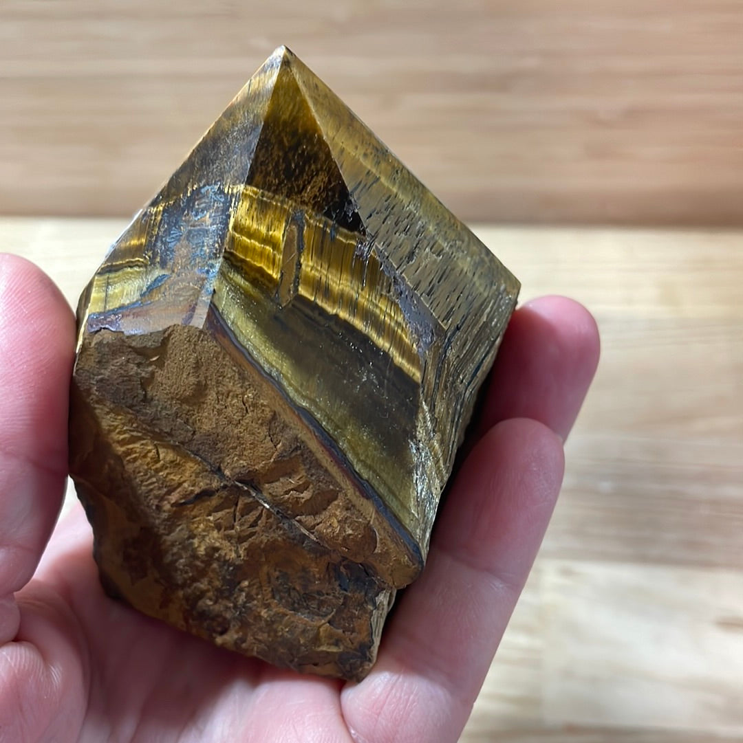 Tigers Eye Gold Raw and Polished Point