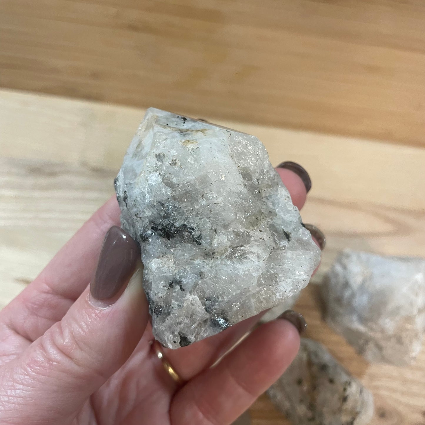 Rainbow Moonstone Raw with Cut and Polished Point