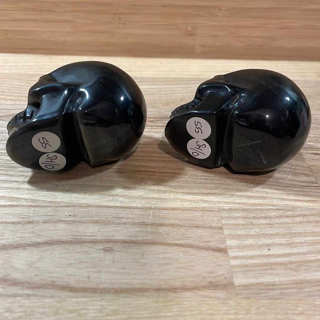 'Silver' Sheen Obsidian Skulls