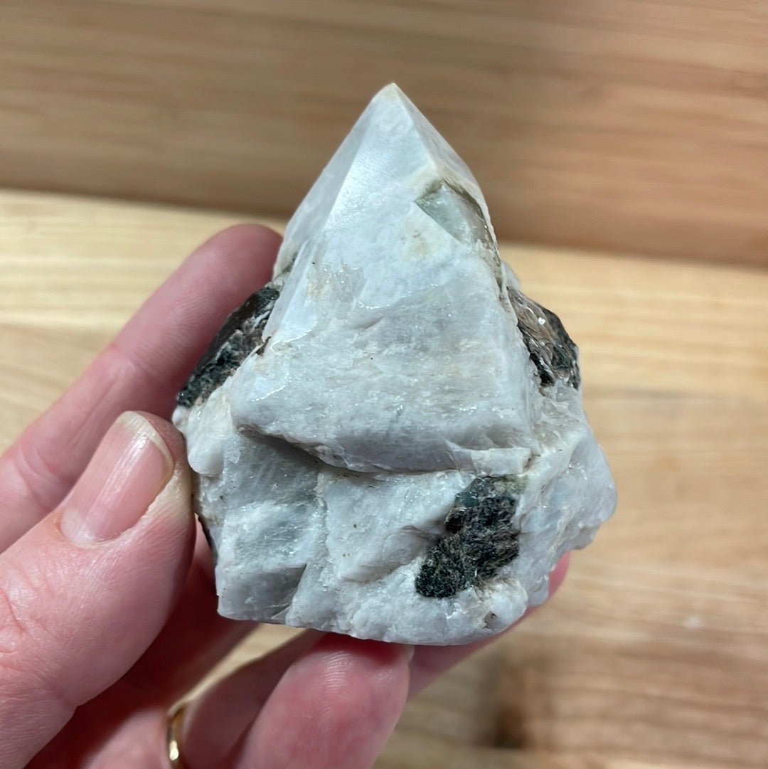 Rainbow Moonstone Raw with Cut and Polished Point