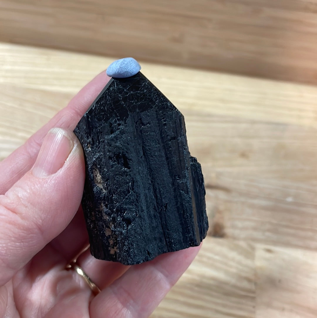 Black Tourmaline Raw and Polished Point