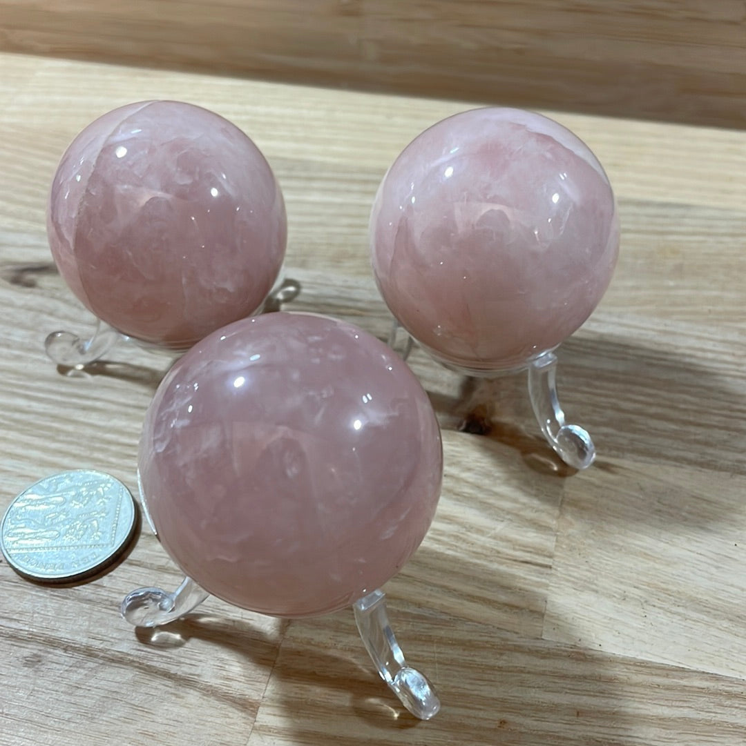 Rose Quartz Sphere 40mm and 50mm A Grade