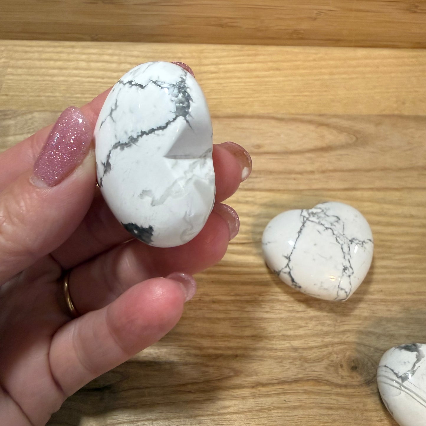 White Howlite Puffy Heart