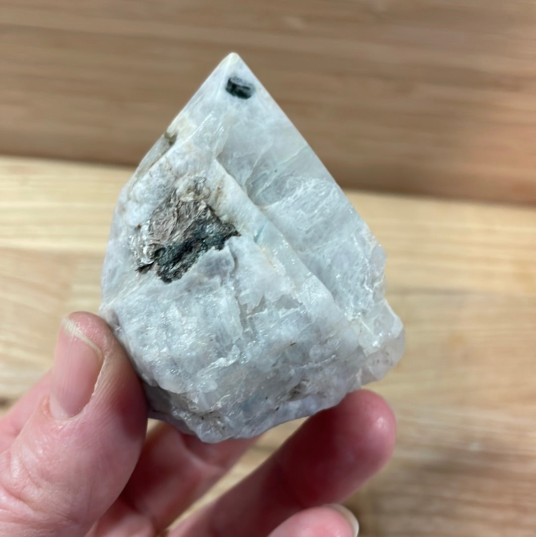 Rainbow Moonstone Raw with Cut and Polished Point