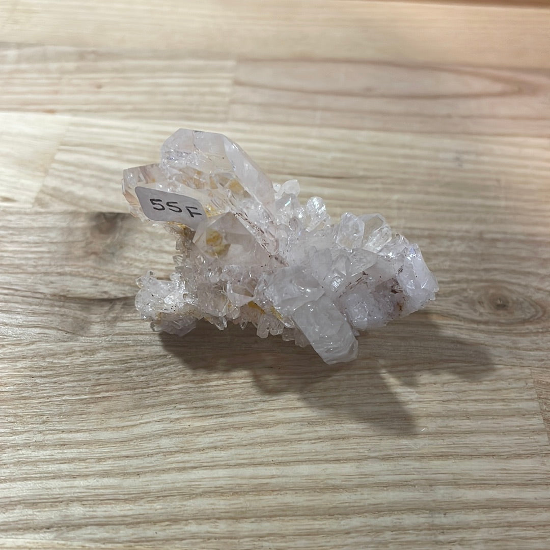 Pink Lemurian and Faden Quartz Clusters