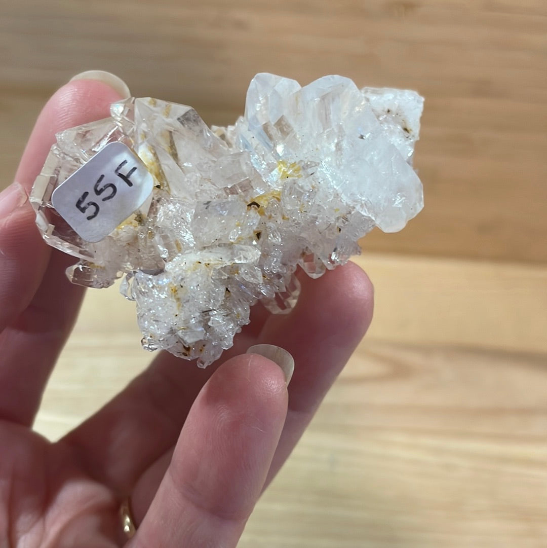 Pink Lemurian and Faden Quartz Clusters