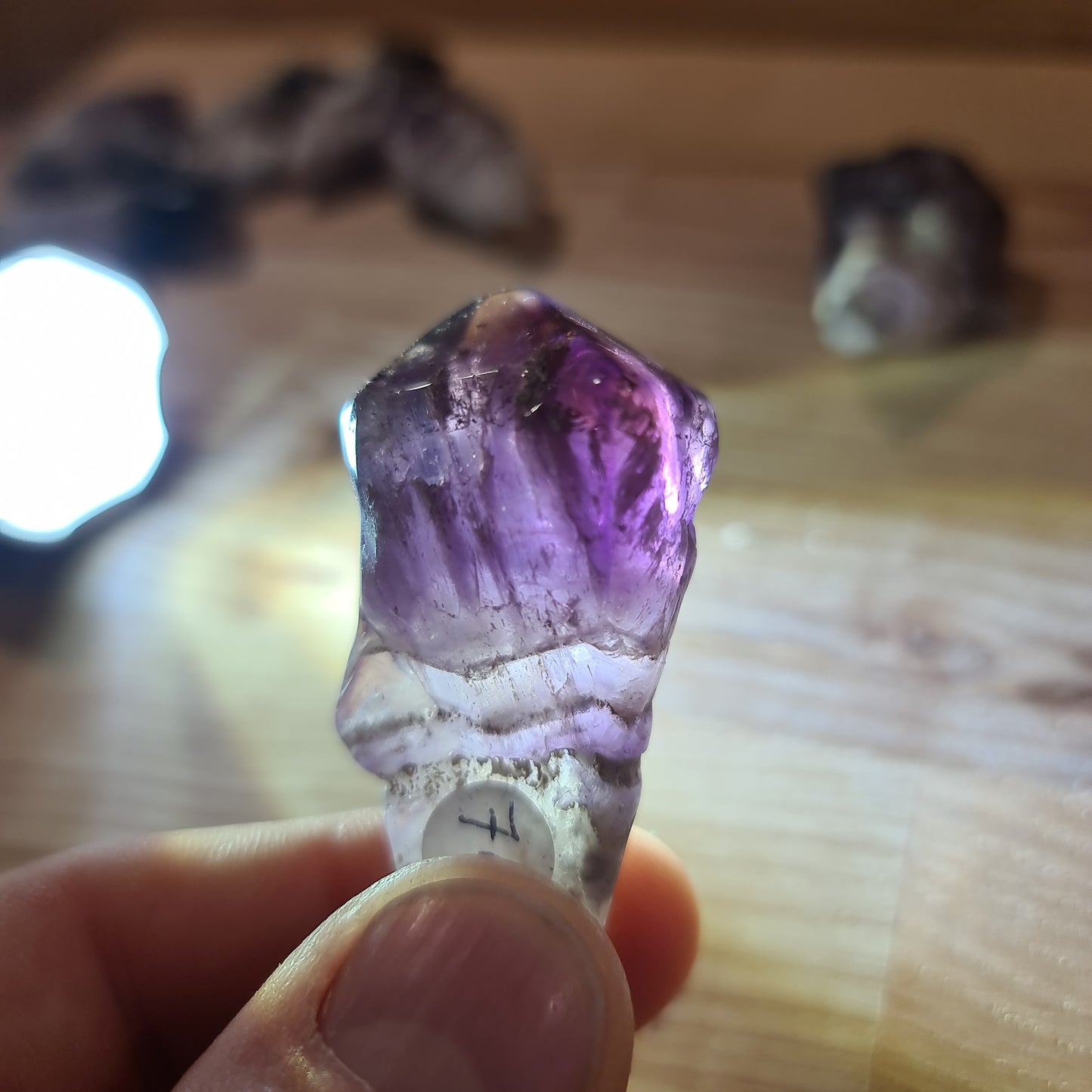 Chevron Amethyst semi-polished