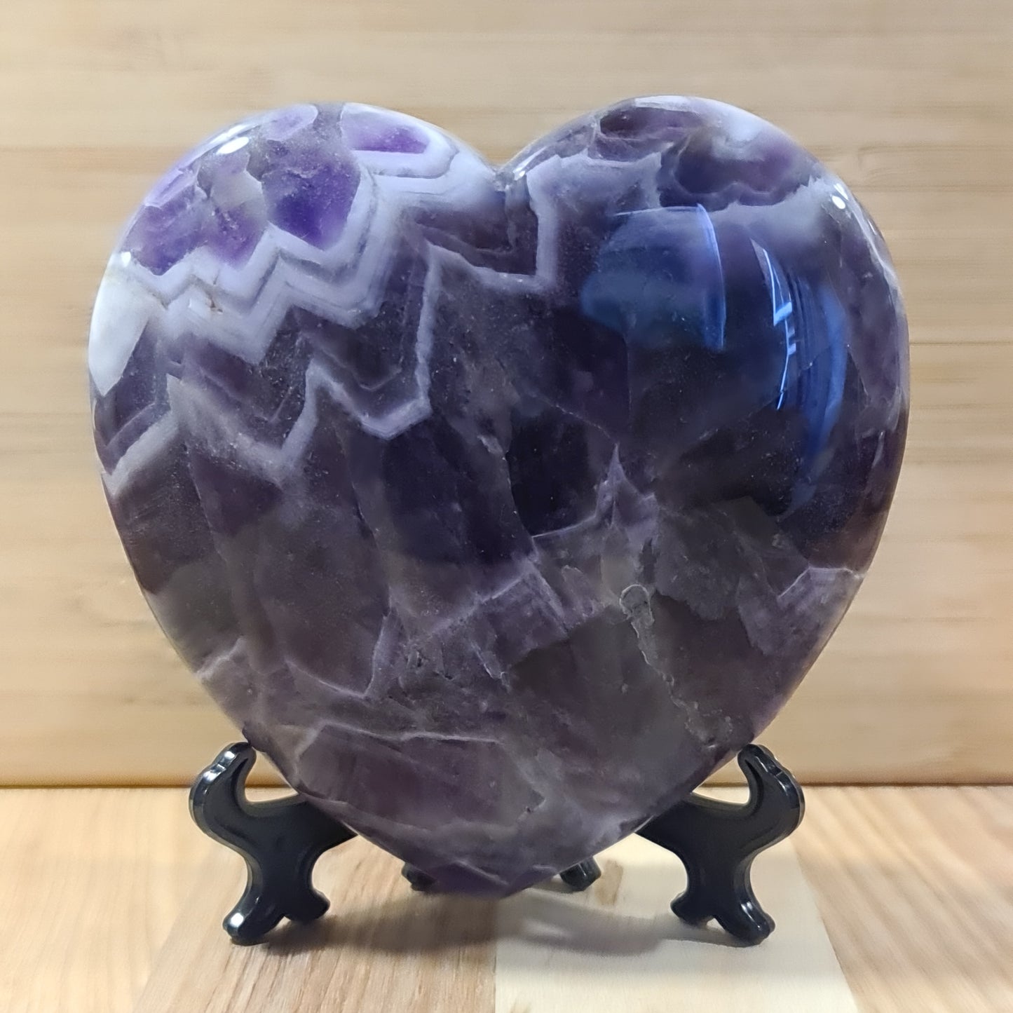 Chevron Amethyst polished hearts