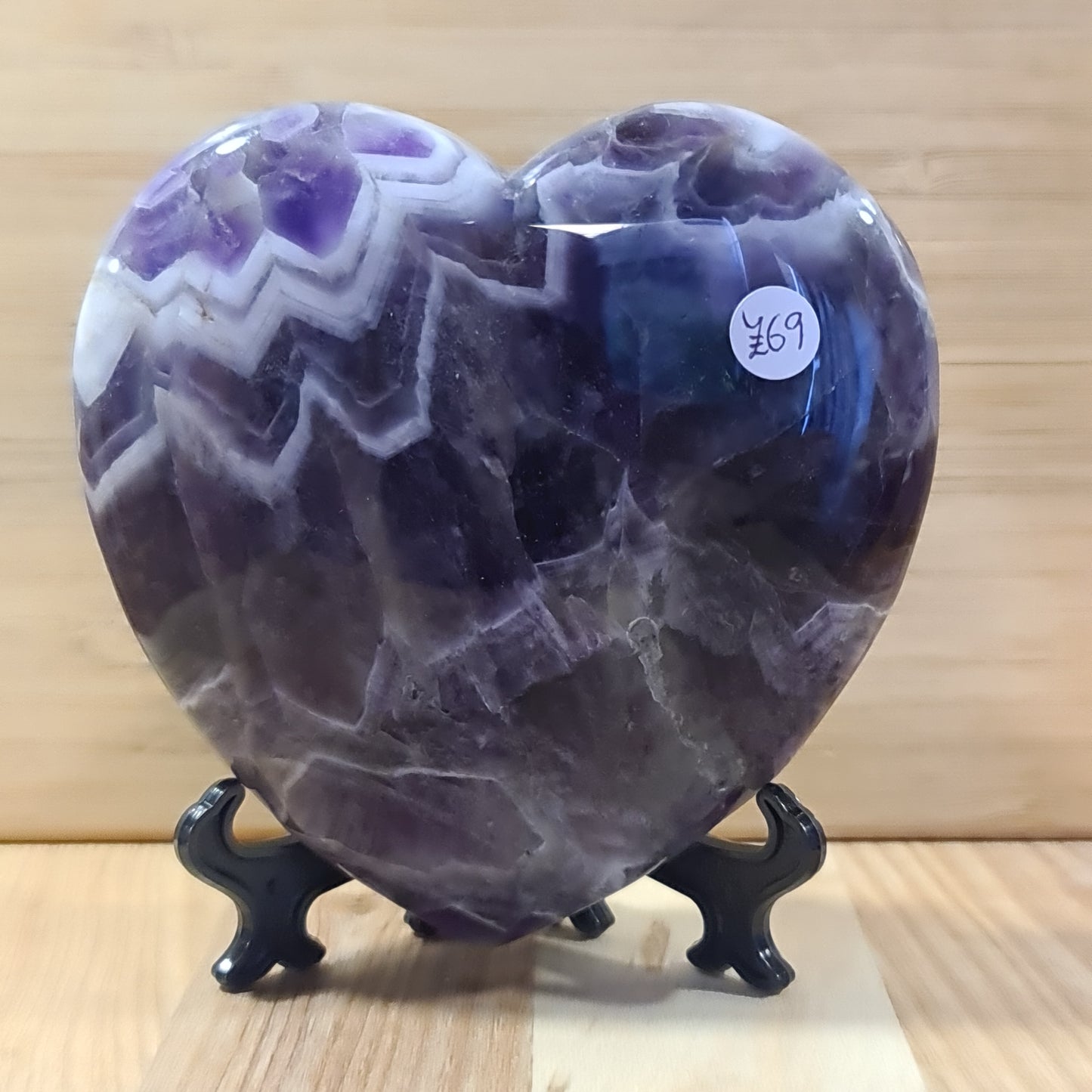 Chevron Amethyst polished hearts