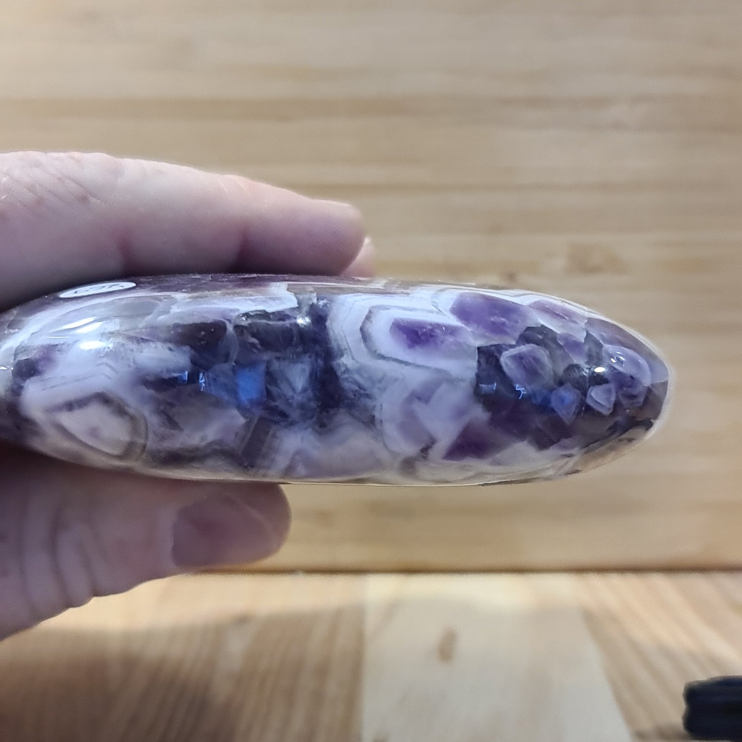 Chevron Amethyst polished hearts
