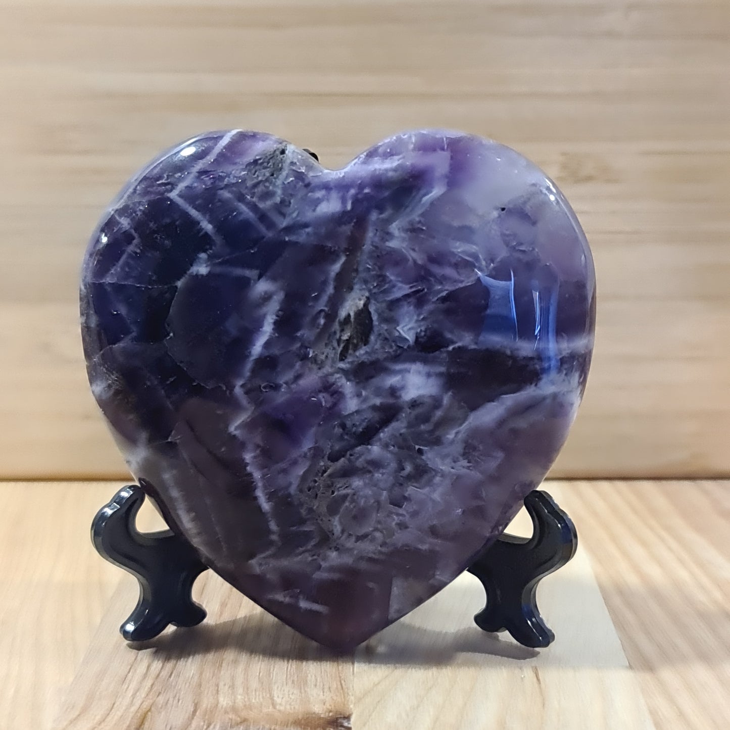 Chevron Amethyst polished hearts