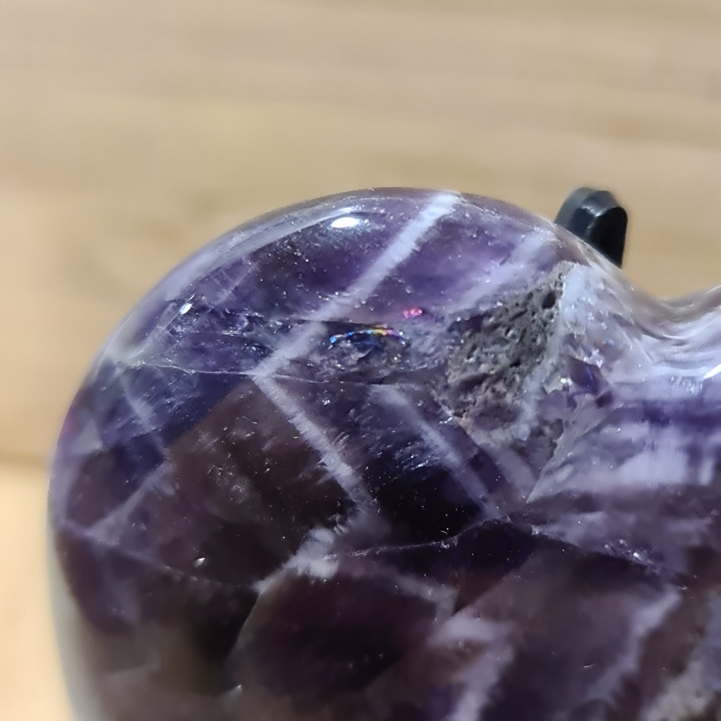 Chevron Amethyst polished hearts
