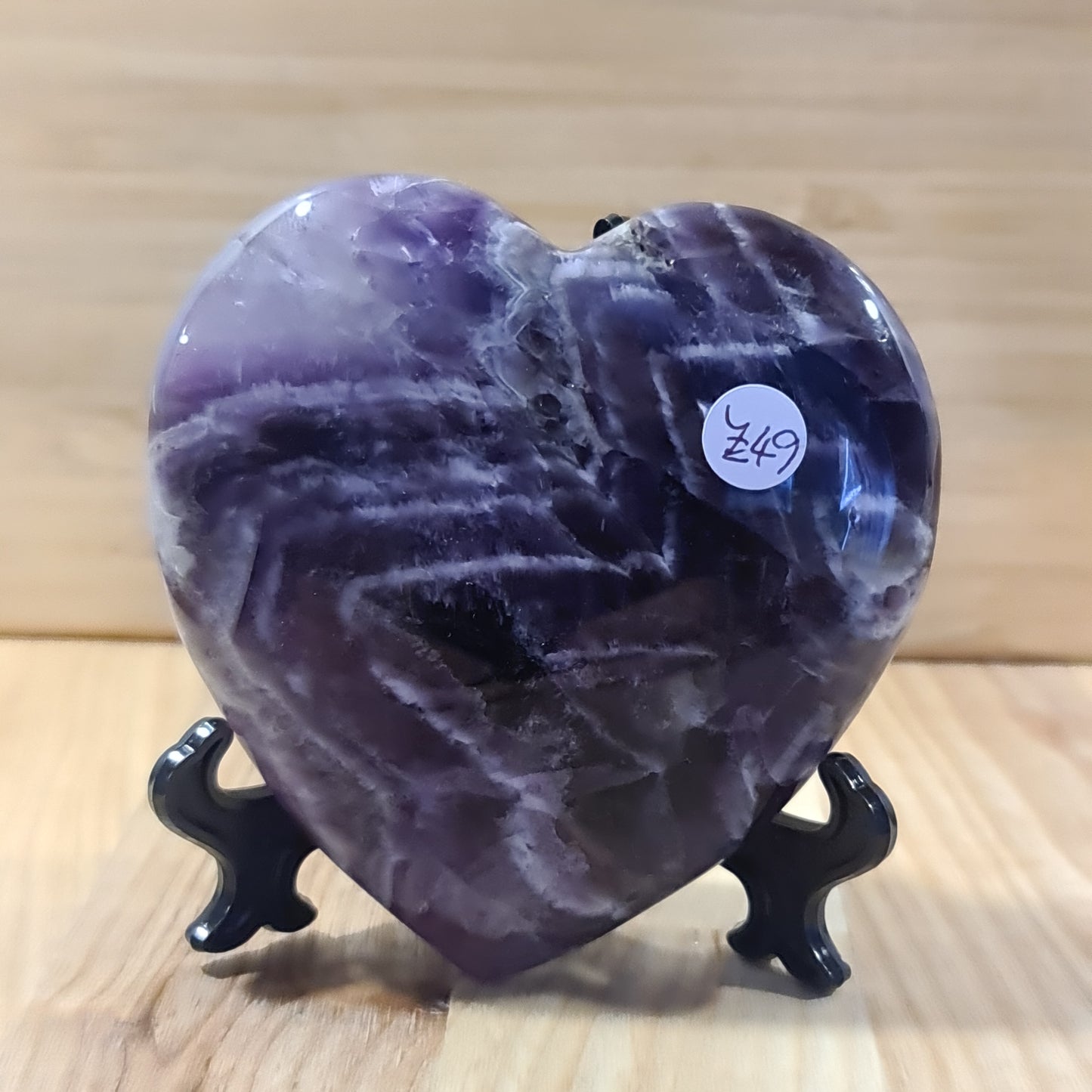 Chevron Amethyst polished hearts
