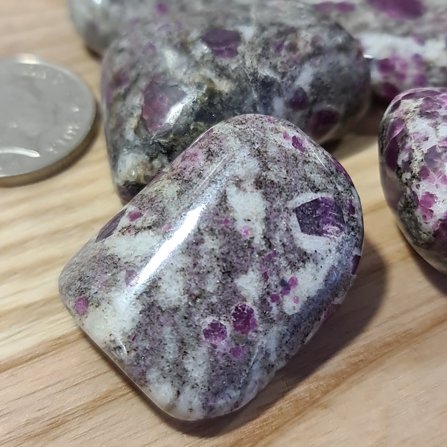 Ruby in Feldspar Tumblestone (Large, India, A grade)