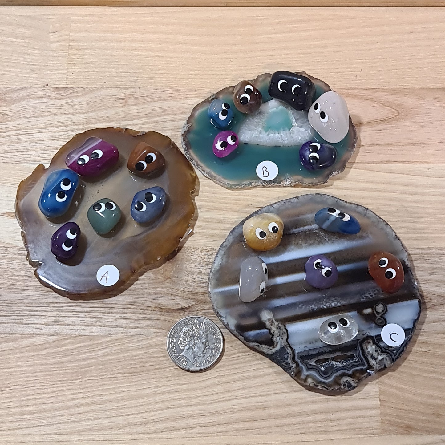 Agate Slice with Crystal Bugs