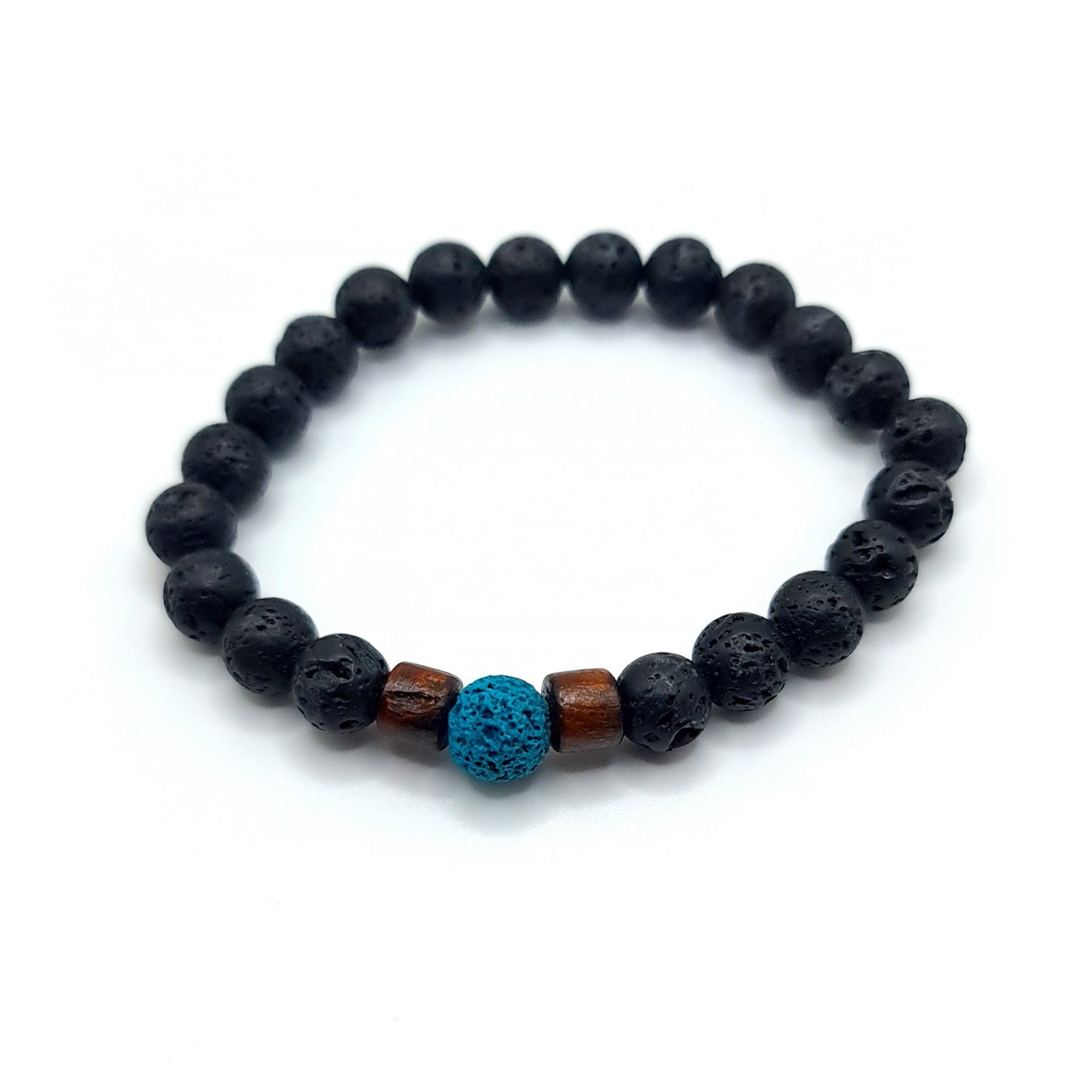 Lava Stone Blue Bead Bracelet