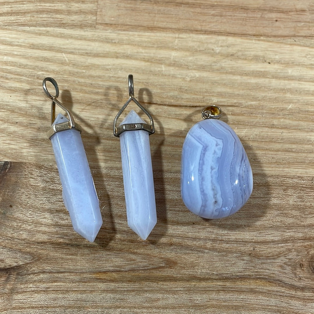 Blue Lace Agate Pendants