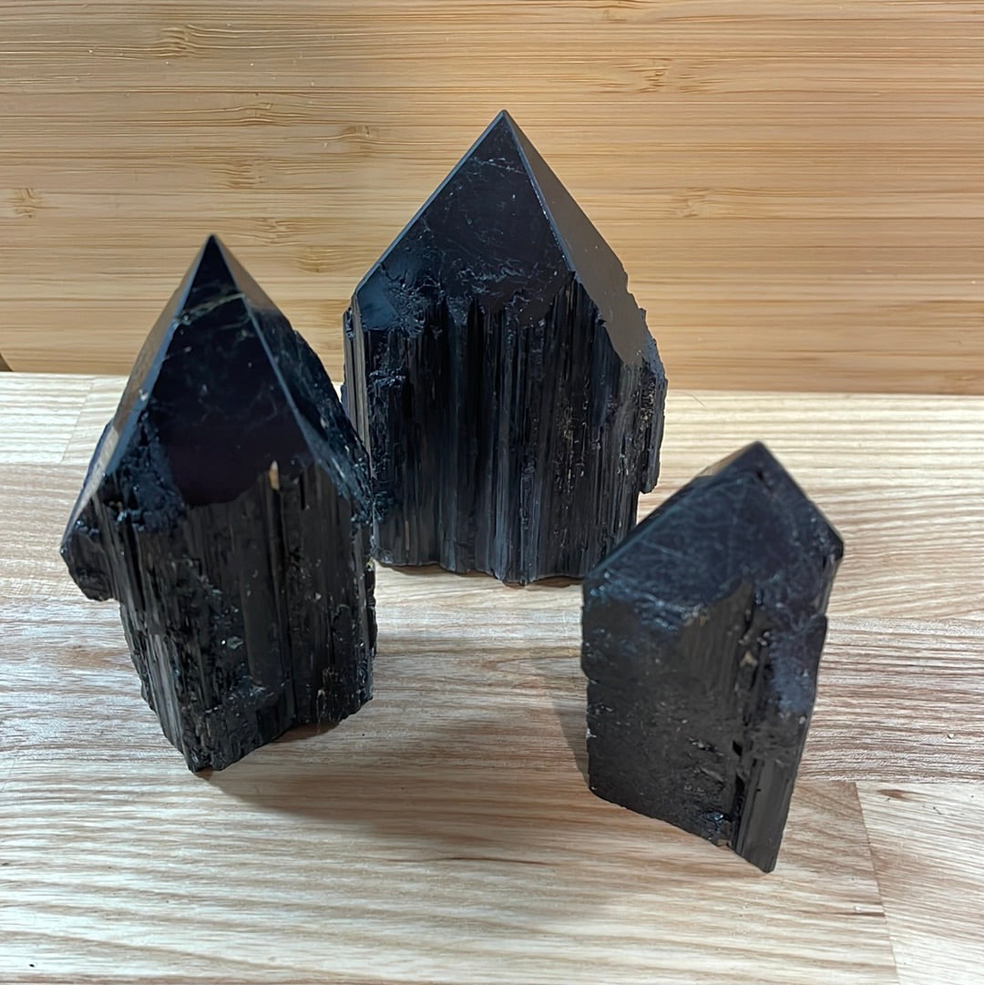 Black Tourmaline Raw and Polished Point