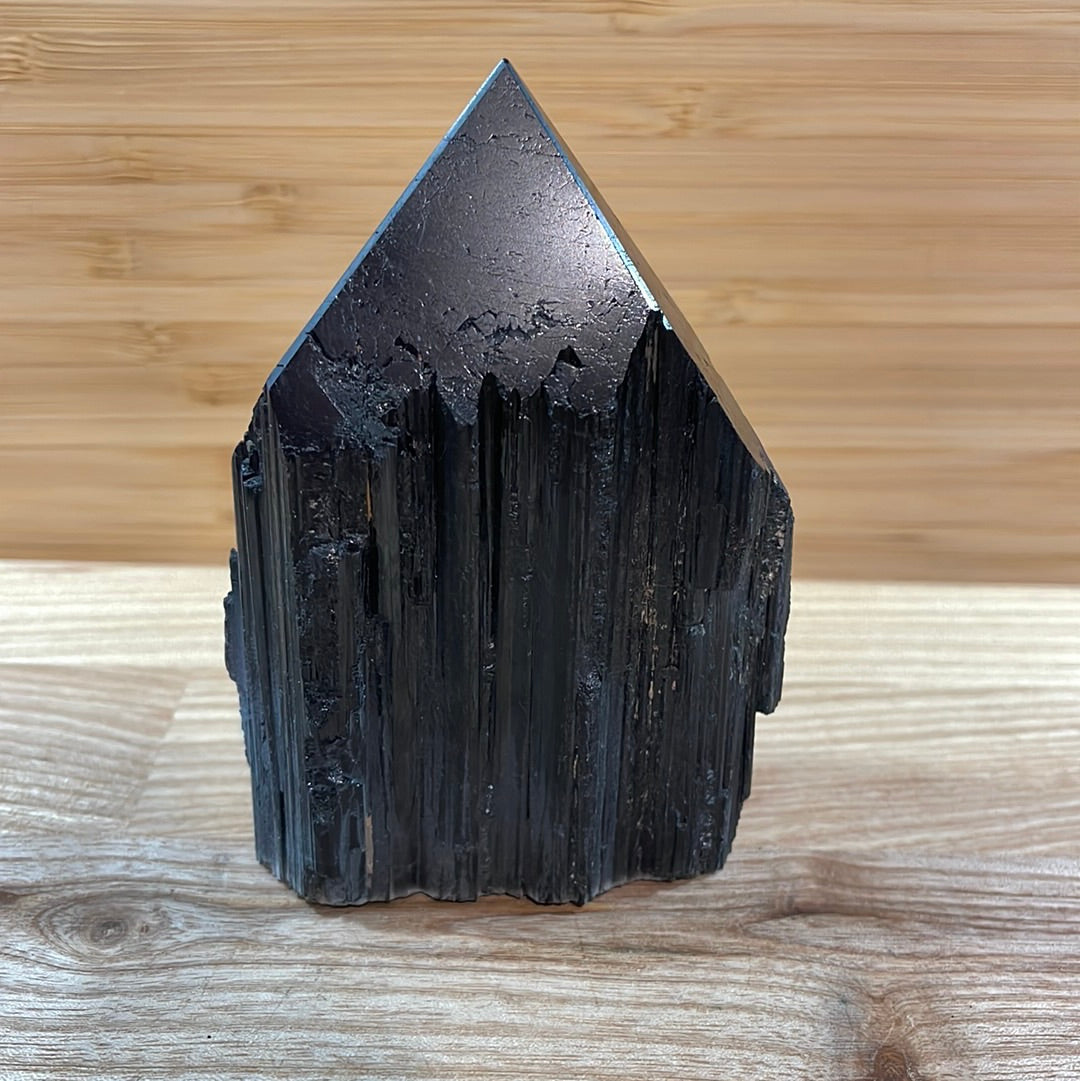 Black Tourmaline Raw and Polished Point