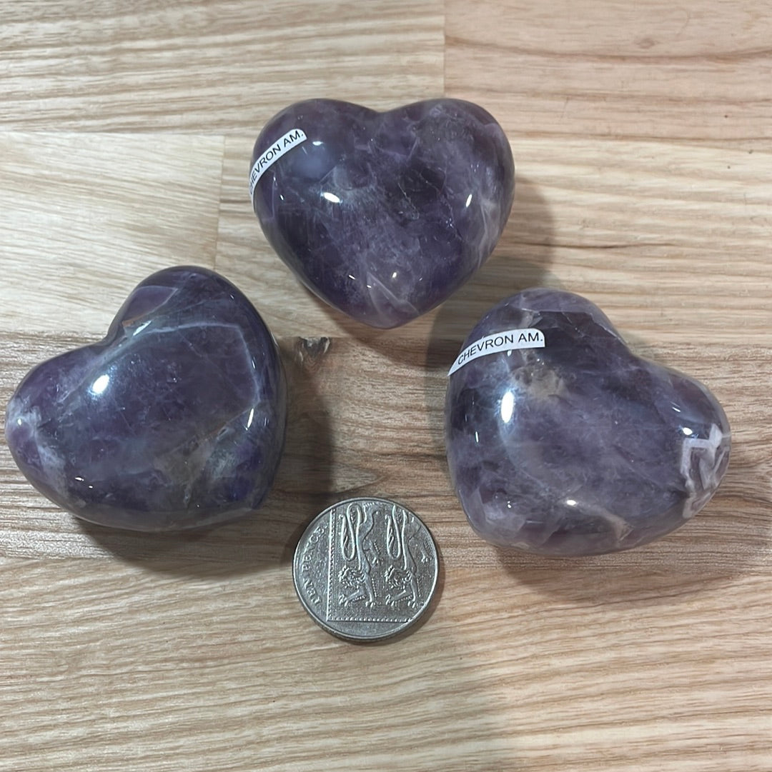 Chevron Amethyst Puffy Heart