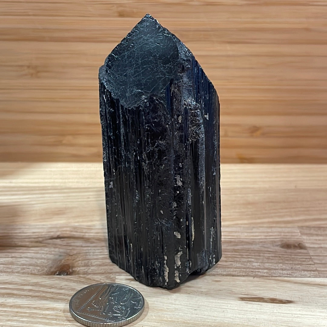 Black Tourmaline Raw and Polished Point