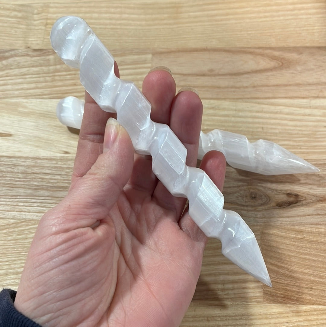 Selenite Spiral Twist Wand