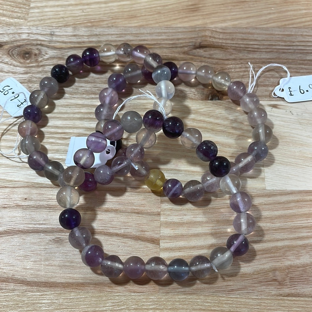 Fluorite Round Bead Bracelet