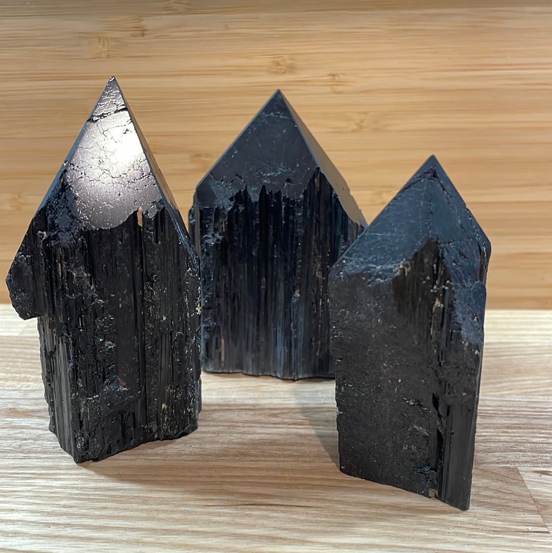 Black Tourmaline Raw and Polished Point
