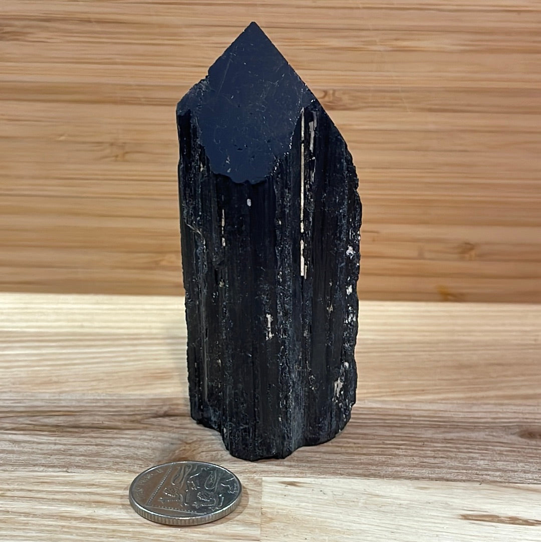 Black Tourmaline Raw and Polished Point
