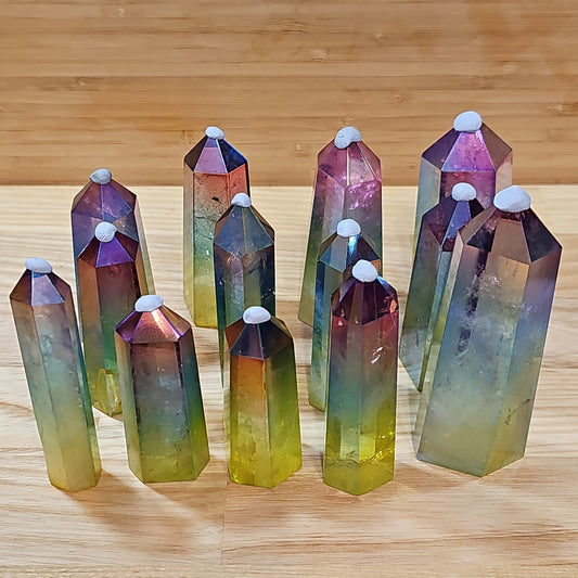Rainbow Aura Quartz Points