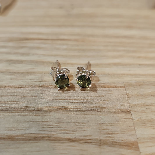 Moldavite Earring Studs 4mm