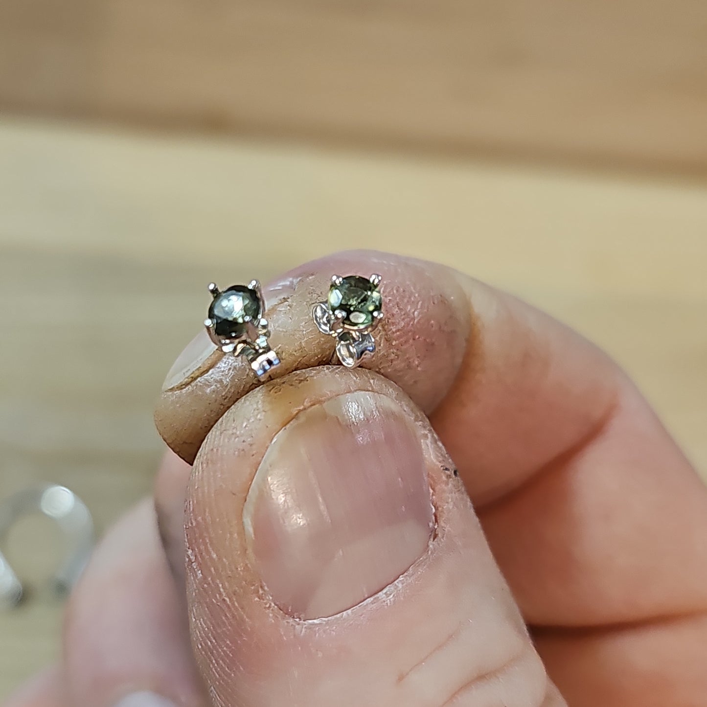 Moldavite Earring Studs 4mm