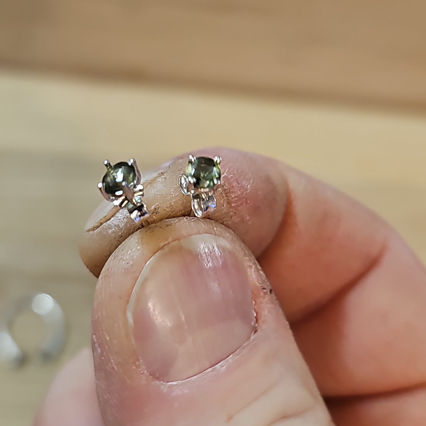 Moldavite Earring Studs 4mm