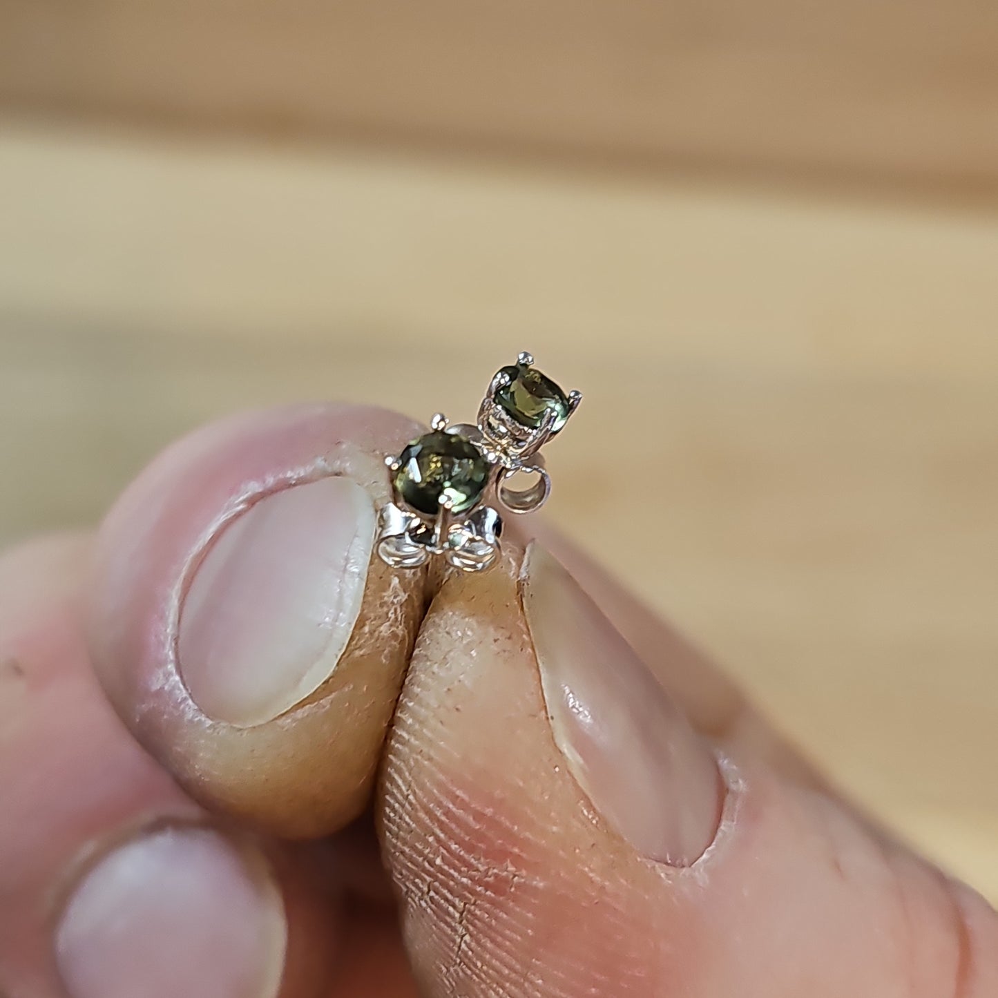 Moldavite Earring Studs 4mm
