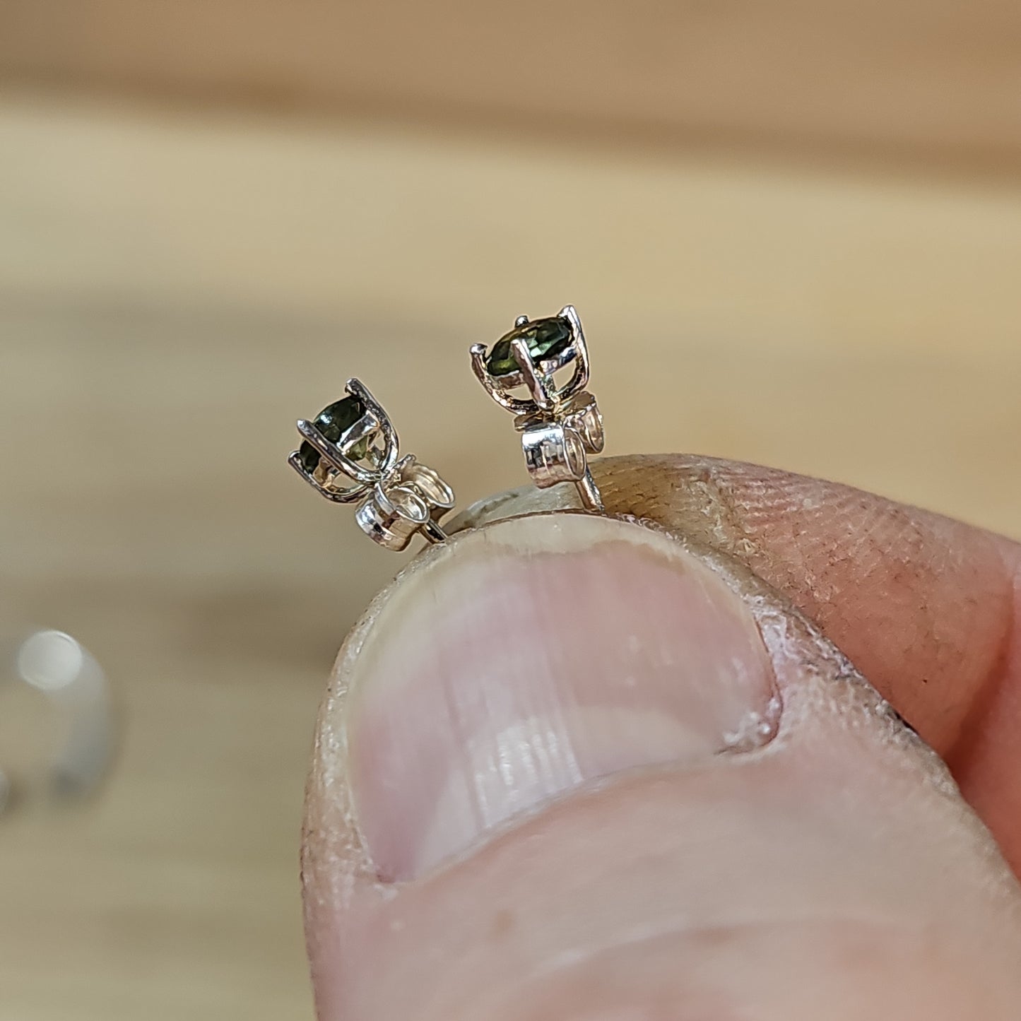 Moldavite Earring Studs 4mm