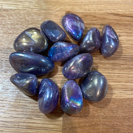 Aura Chevron Amethyst Tumblestone