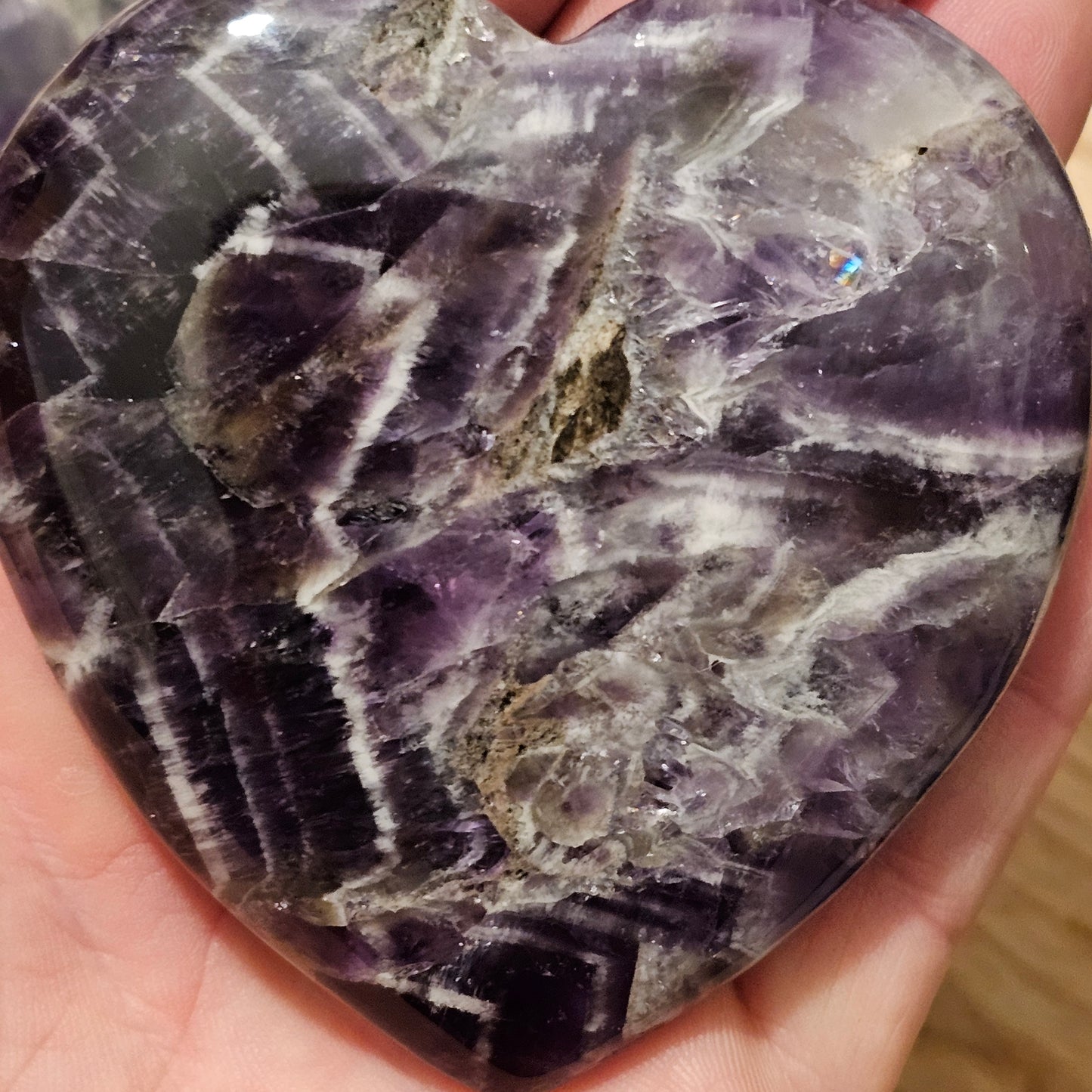 Chevron Amethyst Large Hearts