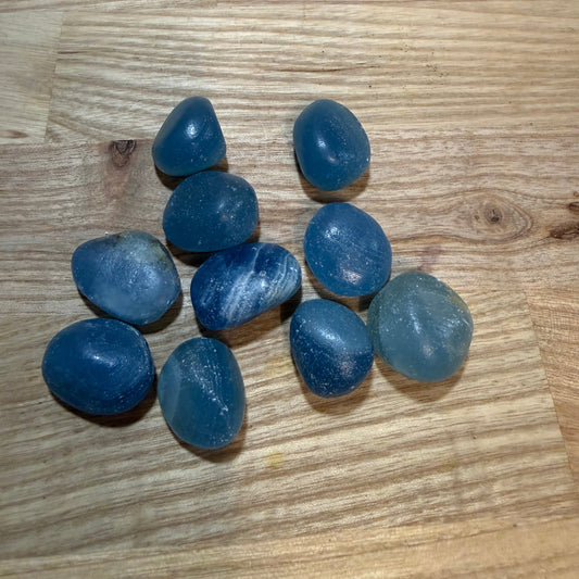 Blue Aquitaine Lemurian Calcite Tumblestones